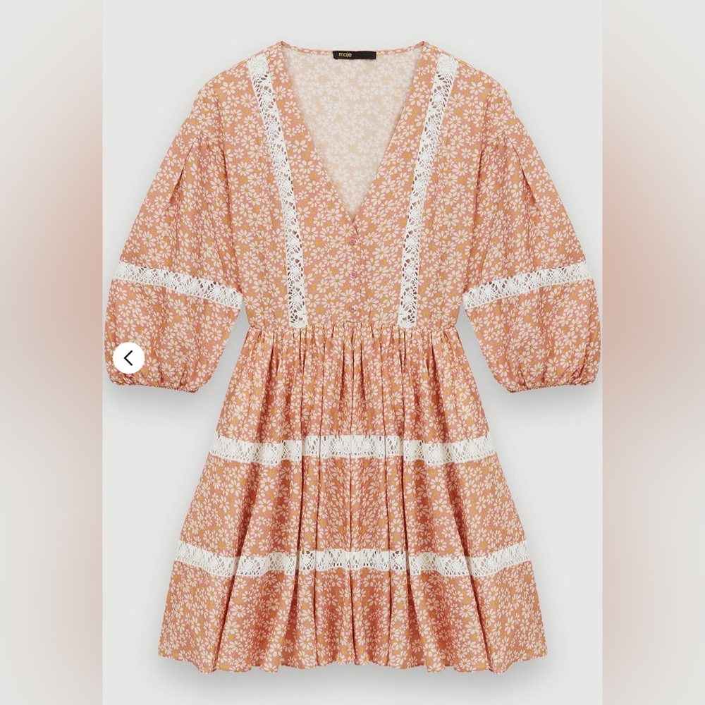 Maje Printed lace braid dress